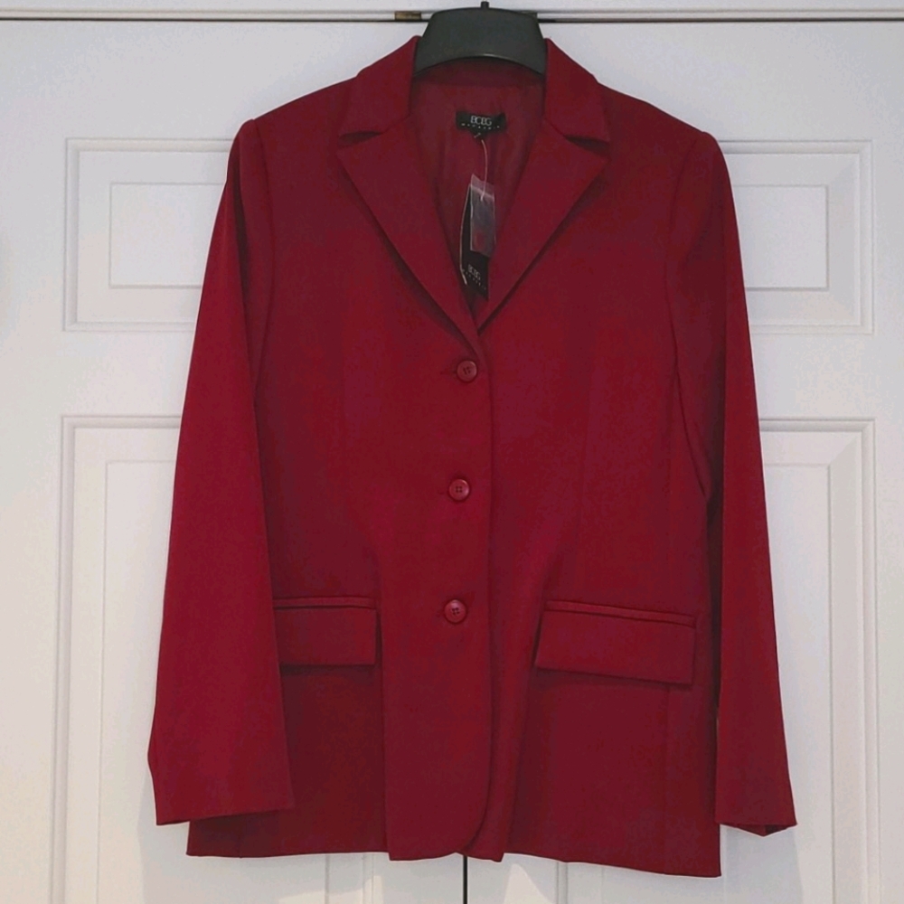 ❤️ NWT BCBG Max Azria Red Sateen blazer 8